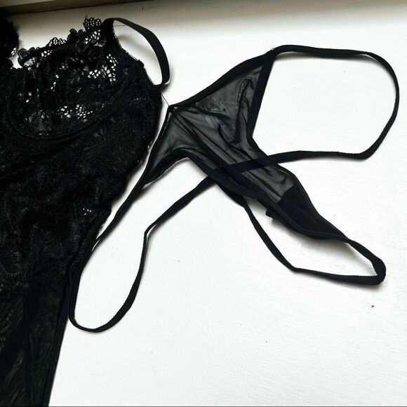 NEW Oh La La Cheri Page Underwire Babydoll Chemise & G-String Thong Black 1X - Picture 7 of 11